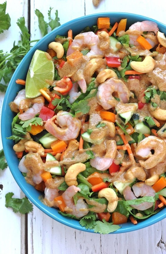 8. Thai Shrimp Salad With Almond Butter Dressing