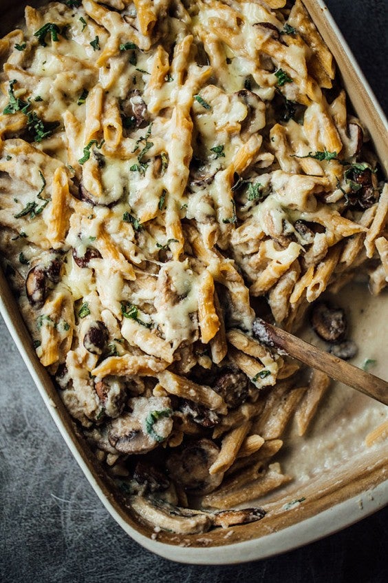 1. Healthy Mushroom Alfredo Pasta Bake