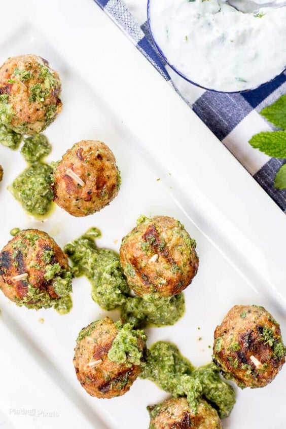 13. Greek Turkey Meatballs With Cucumber Mint Sauce