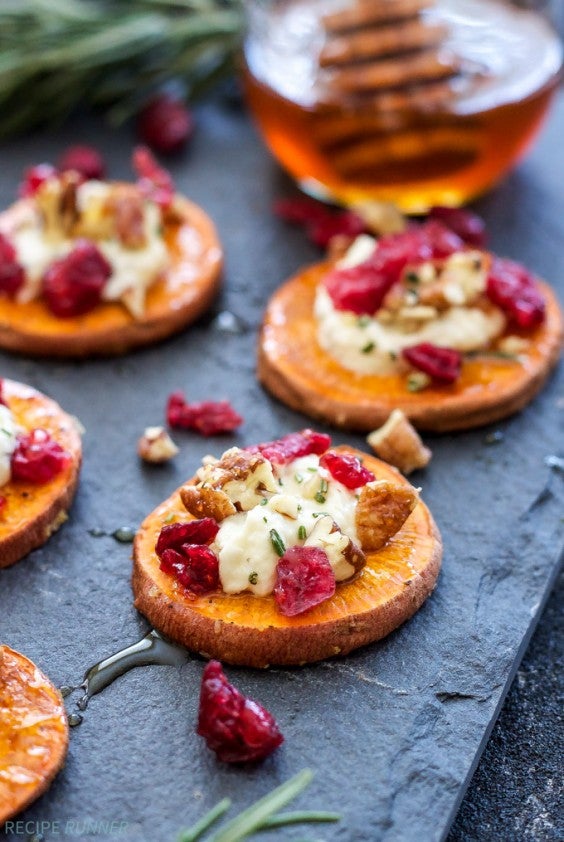 11. Cranberry Pecan Goat Cheese Sweet Potato Bites