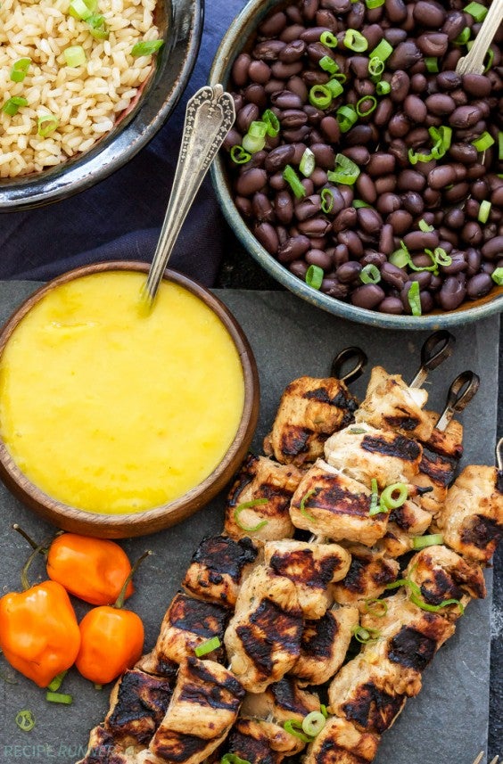 1. Jerk Chicken Skewers With Mango Habenero Sauce