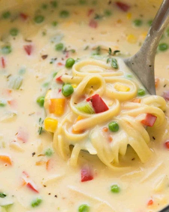 18. Creamy Vegetable Soup With Noodles