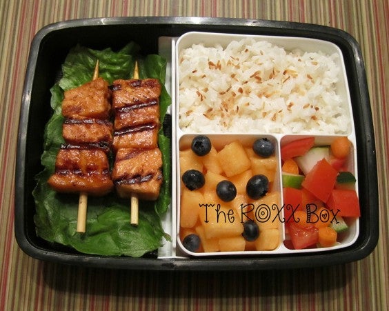 Thai Salmon Skewers With Coconut Rice Bento