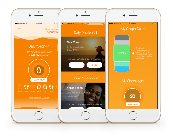 Screenshots of Shapa app