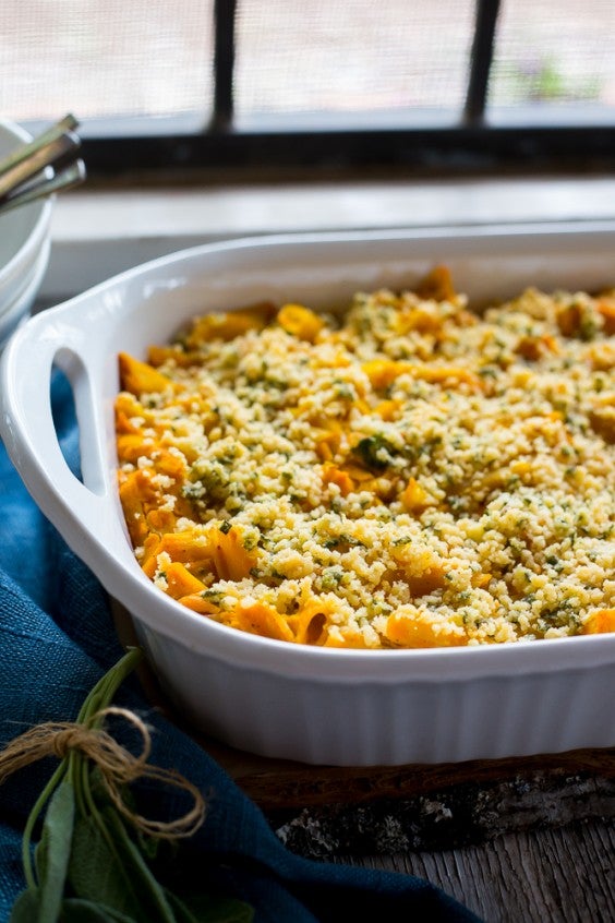 3. Vegan Butternut Squash Mac and Cheese With Crispy Sage Breadcrumbs