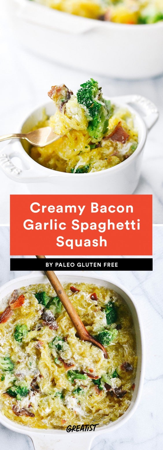 Creamy Bacon Garlic Spaghetti Squash