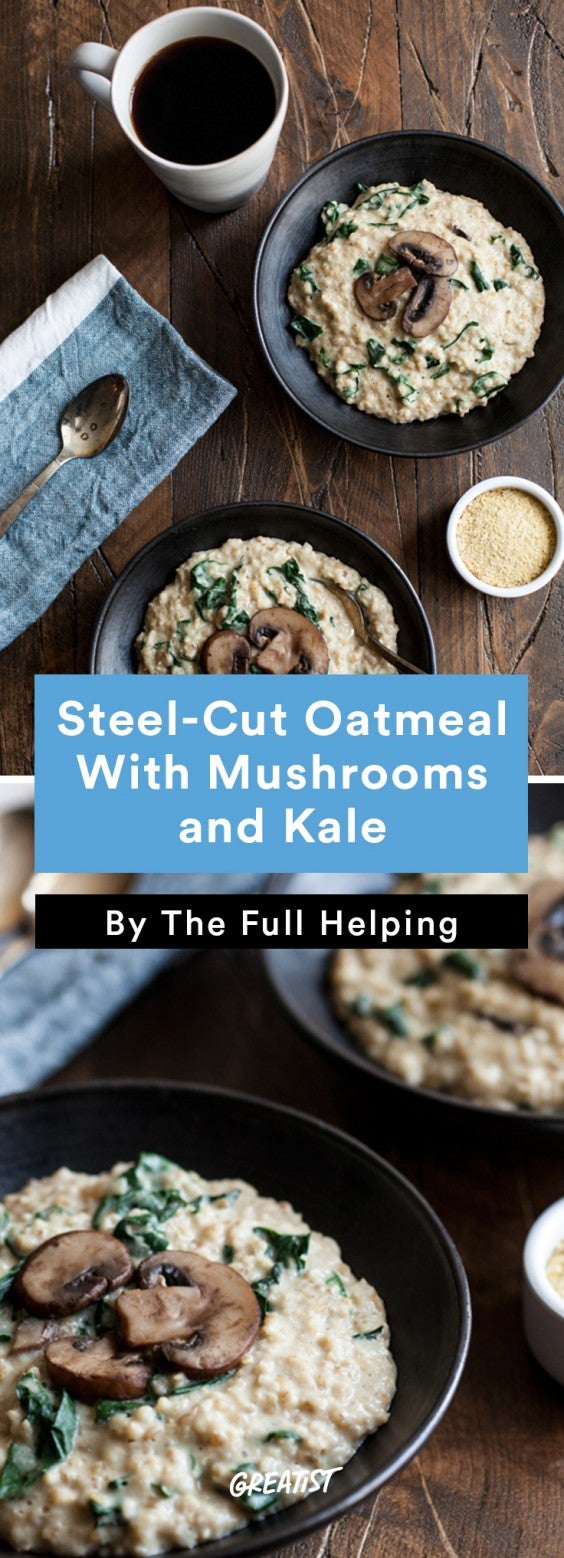 savory oatmeal: steel cut mushrooms