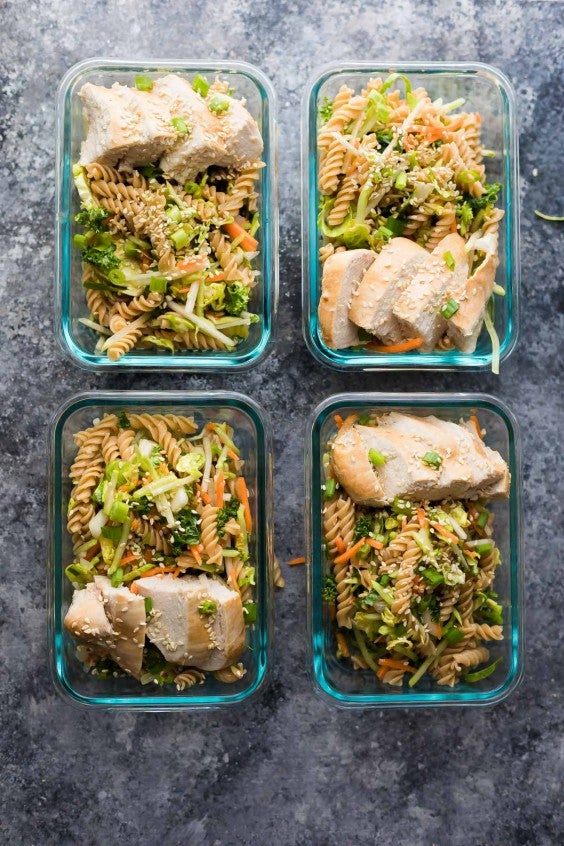 3. Meal-Prep Sesame Chicken Pasta Salad