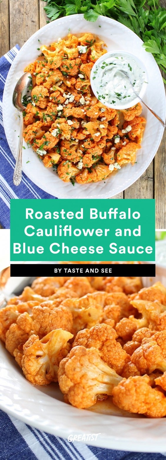 2. Roasted Buffalo Cauliflower With Blue Cheese Sauce