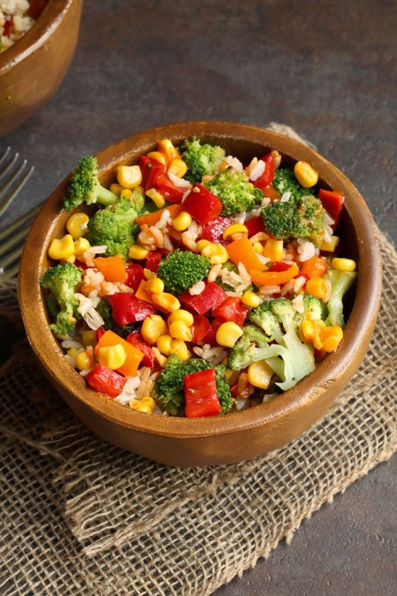 Healthy Grain Bowls: Roasted Broccoli and Rice Bowl With Chipotle Red Peppers