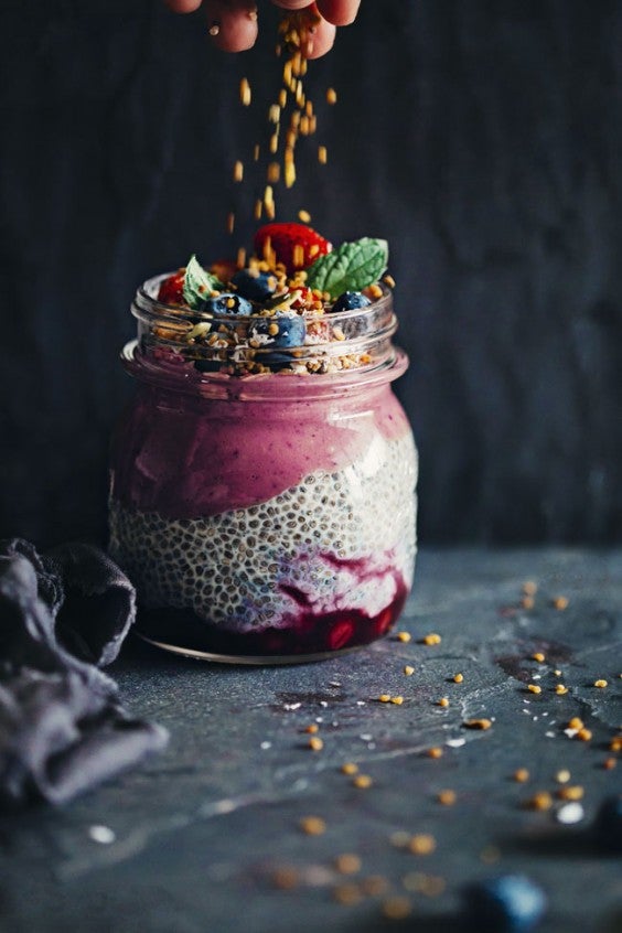 1. Chia, Acai, and Strawberry Layered Breakfast Jar