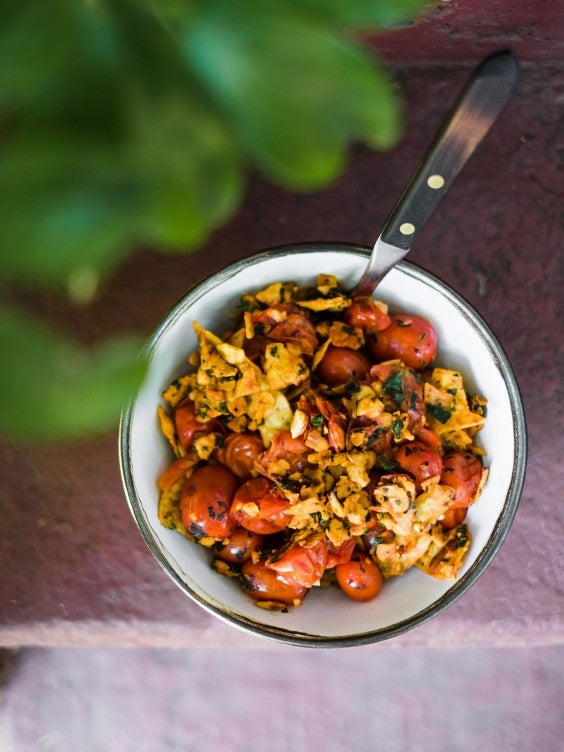 15. 10-Minute Tomatoes, Tempeh, and Tortilla Chips Sauté