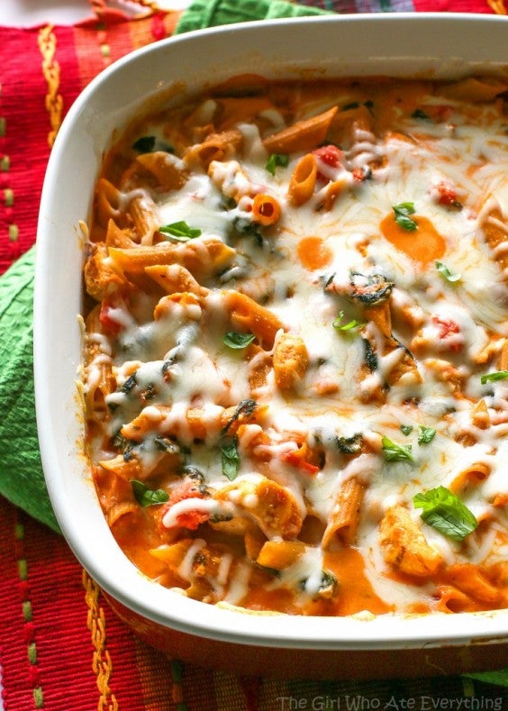 6. Healthy 3-Cheese Chicken Penne Pasta Bake