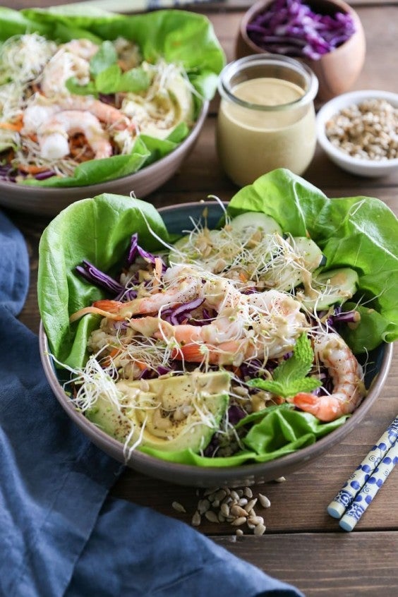 10. Spring Roll Bowls With Sunflower Butter Sauce