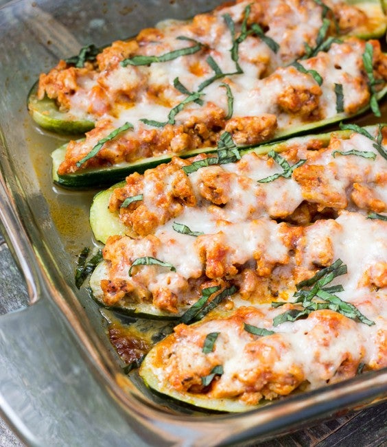 9. Chicken Parmesan Zucchini Boats