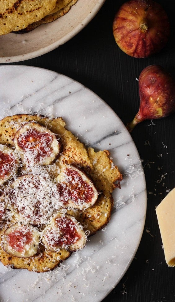 16. Stovetop Socca With Fresh Figs, Parmesan, and Cracked Pepper