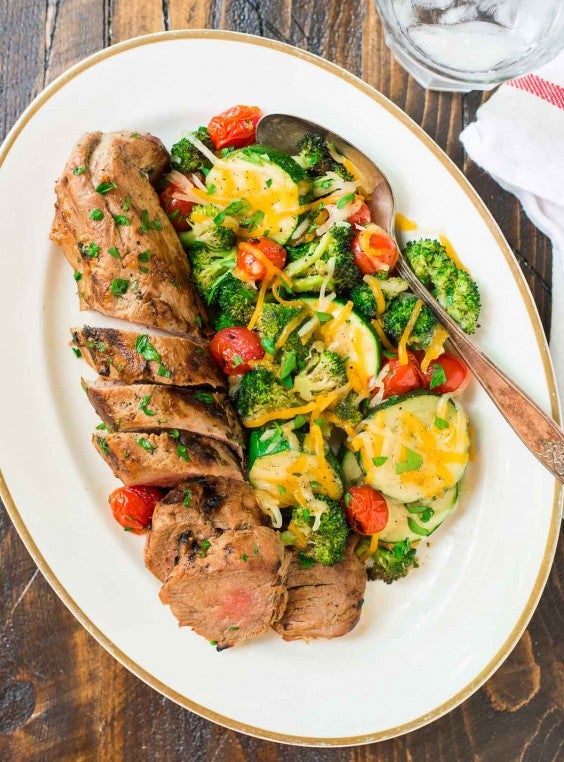 9. Mustard Pork Tenderloin With Grilled Vegetables in Foil