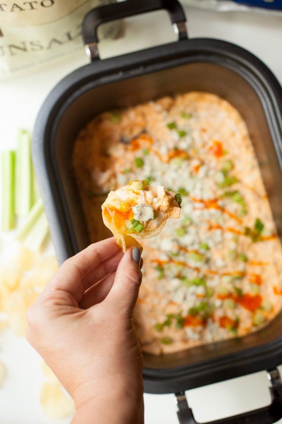 5. Lighter Slow Cooker Buffalo Blue Cheese Chicken Dip