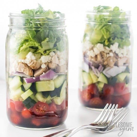 14. Greek Mason Jar Salad With Chicken