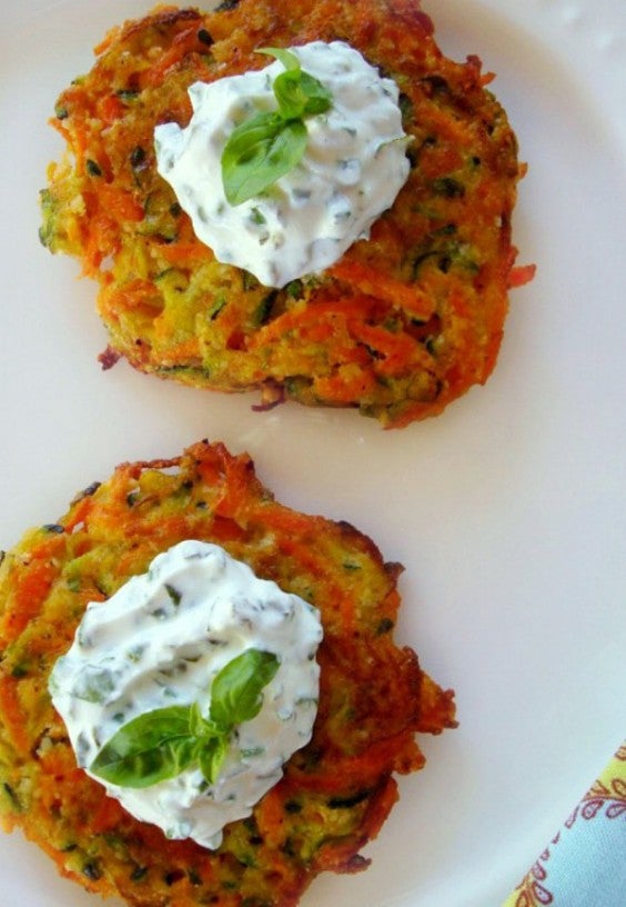 Summer Latkes with Basil Cream
