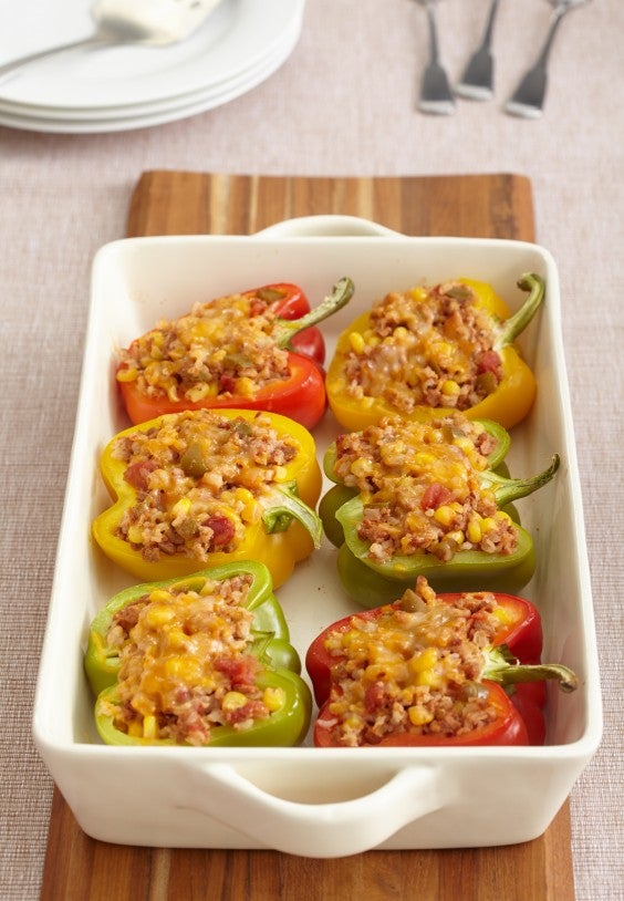 Tri-Colored Vegetarian Stuffed Peppers