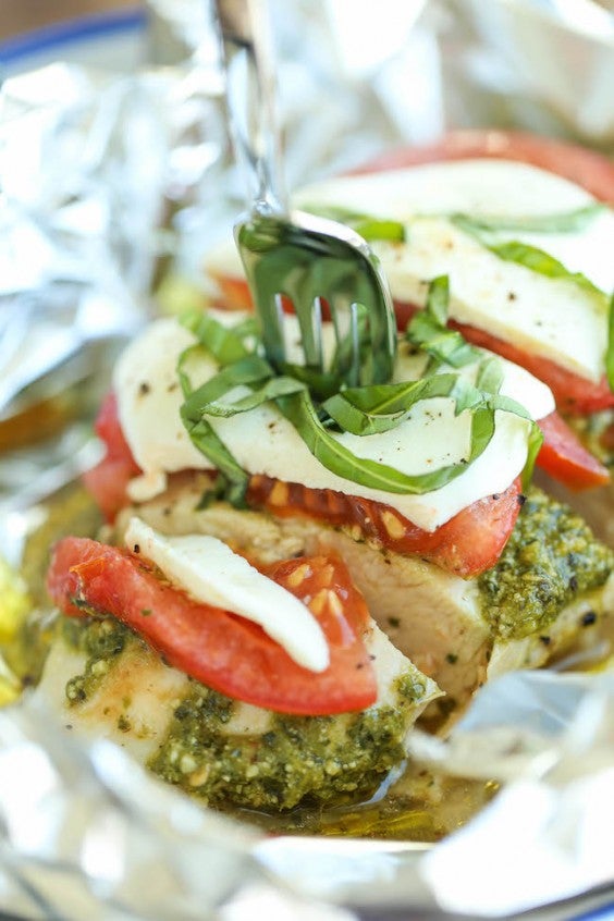 6. Pesto Caprese Chicken in Foil