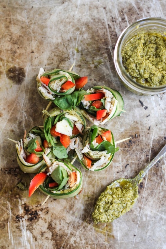 Turkey & Pesto Cucumber Roll Ups