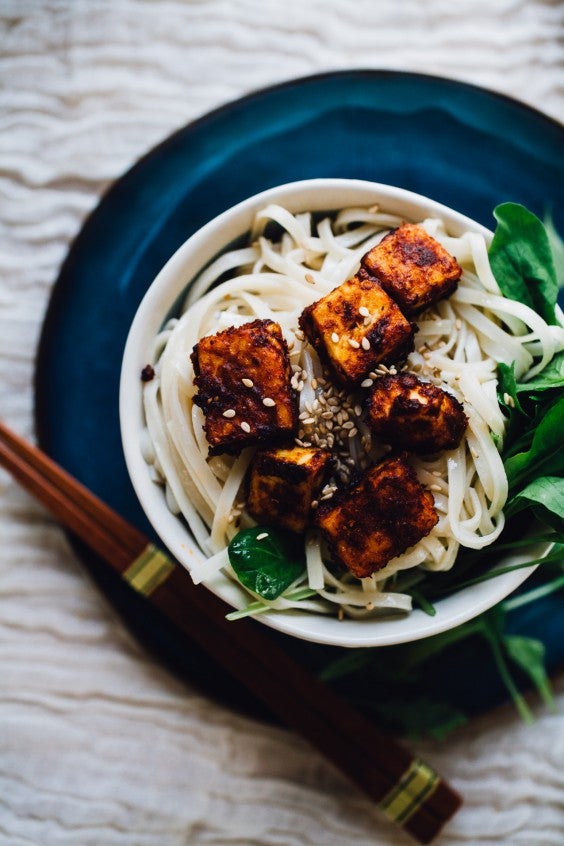 2. Crispy Harissa Tofu With Sesame Noodles