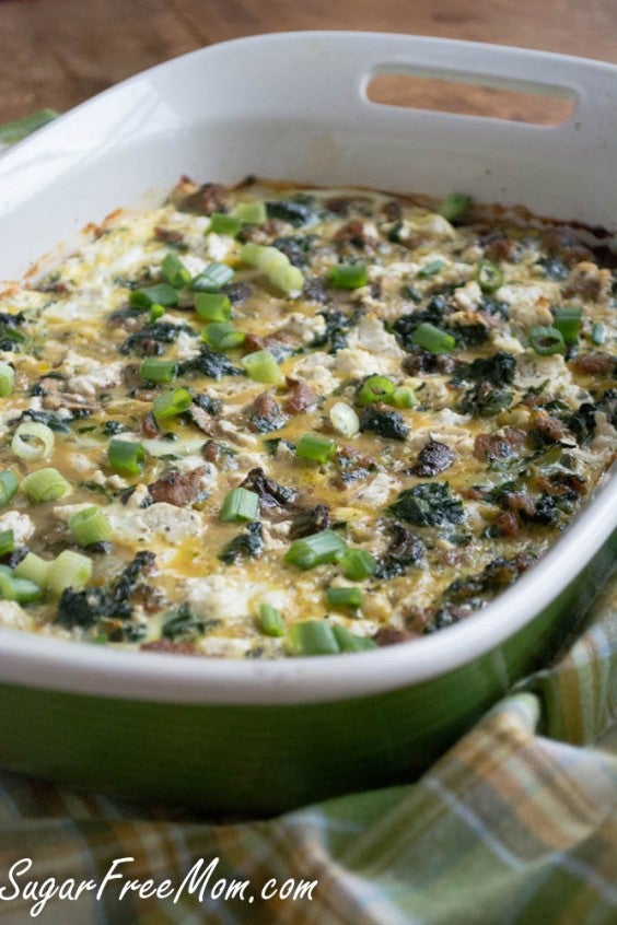 Healthy Casseroles: Turkey Sausage, Spinach, Mushroom Egg Bake