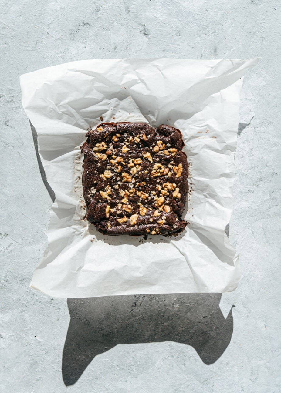 brownie with vegetables on a plate