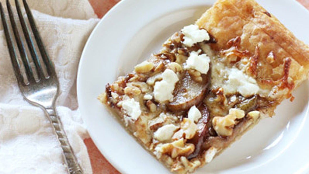 pear walnut goat cheese tart