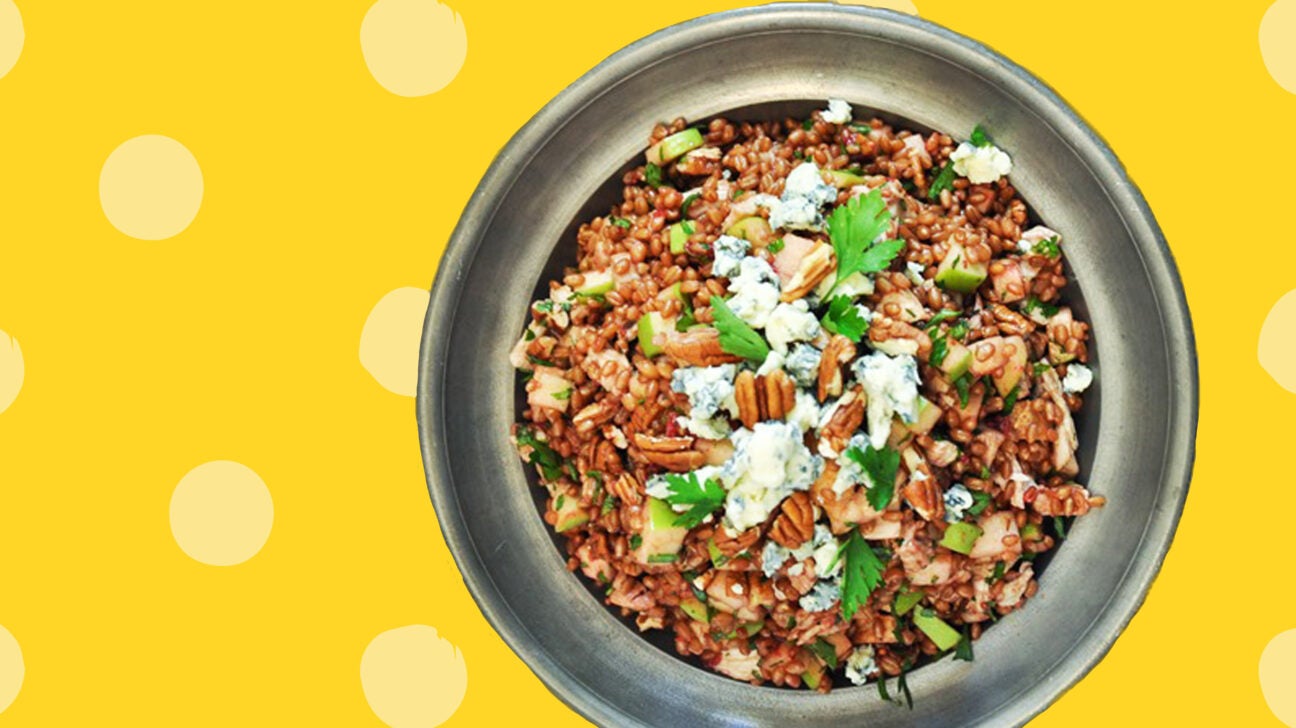 Leftover Turkey and Wheat Berry Salad with Cranberry Vinaigrette