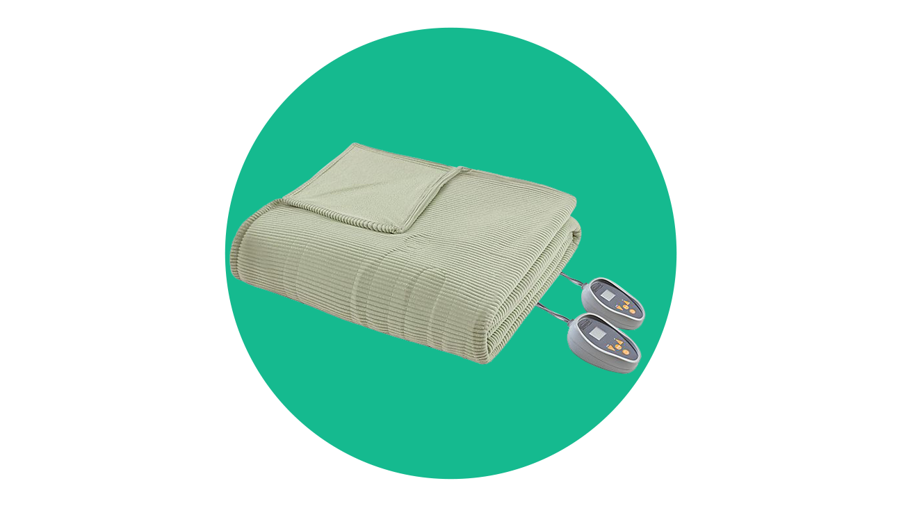 BeautyRest Heated Ribbed Micro Fleece Blanket