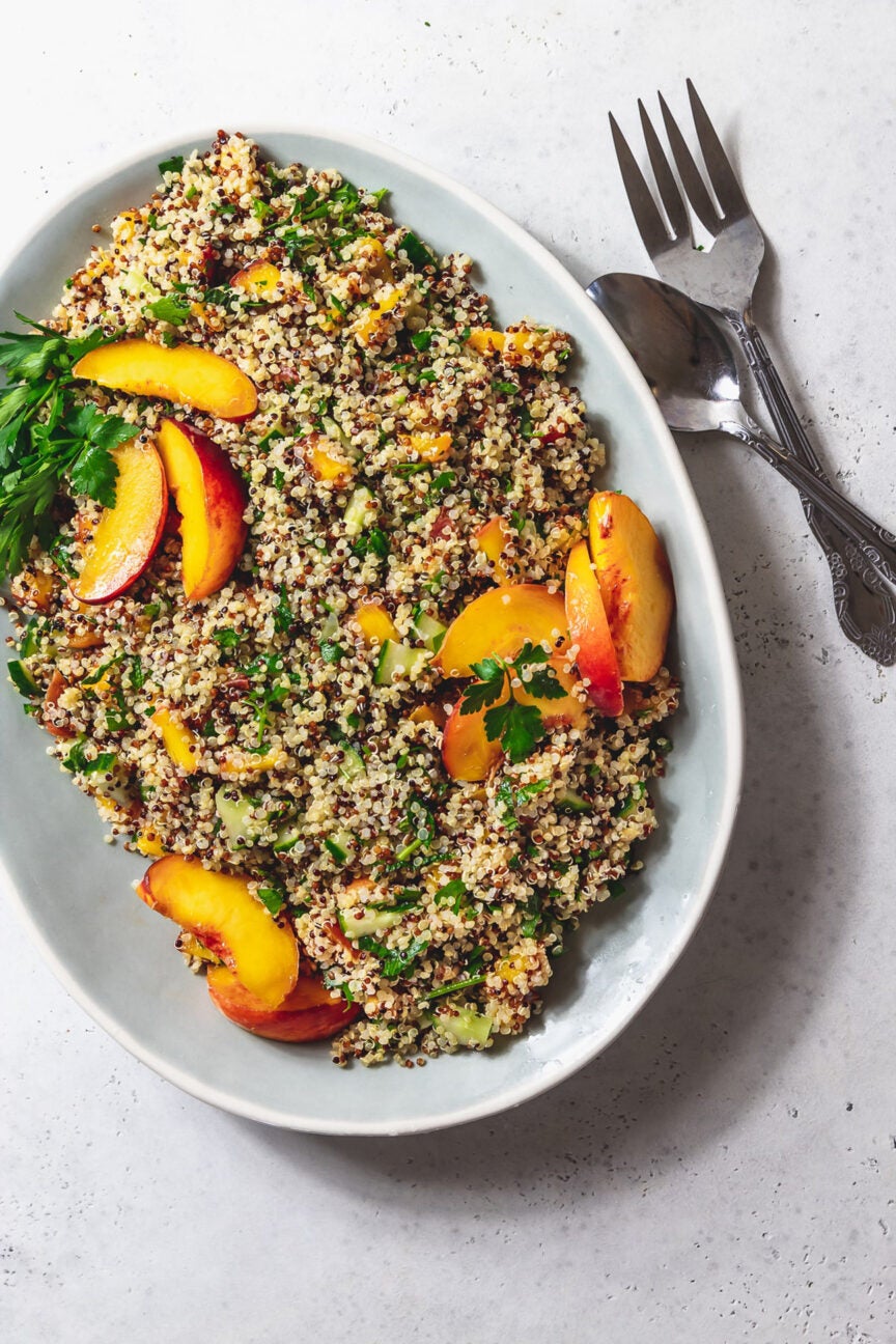 peach quinoa tabbouleh for a healthy fruit snack