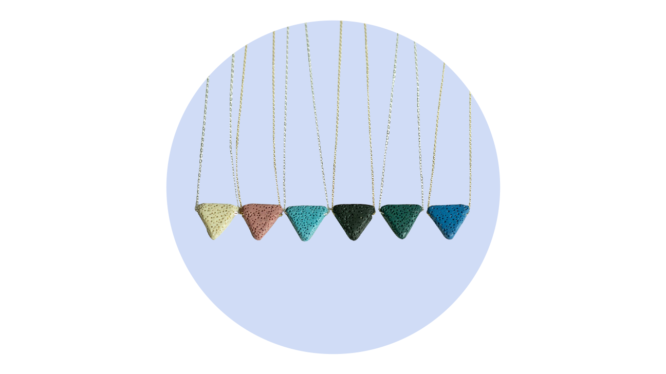 LoveNLava Designs Triangle Lava Stone Essential Oil Diffuser Necklace