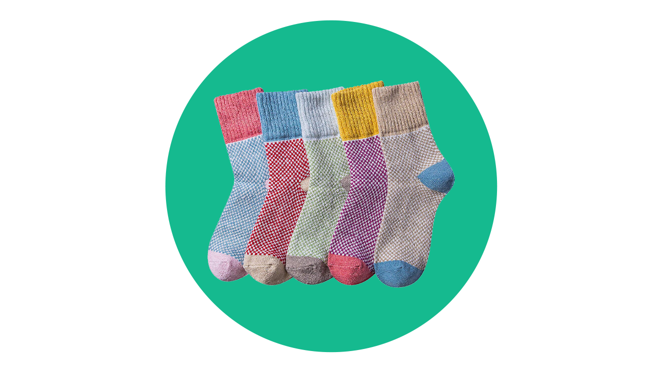 Loritta 5 Pairs Women’s Vintage Style Winter Soft Knit Crew Socks