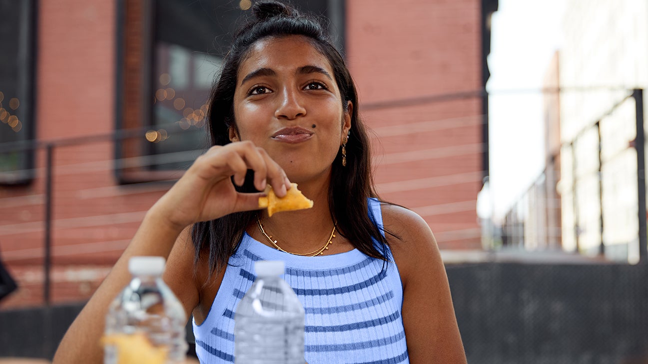 Woman eats between fast days header