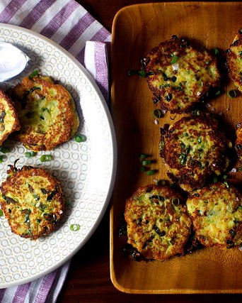 potato scallion and kale cakes