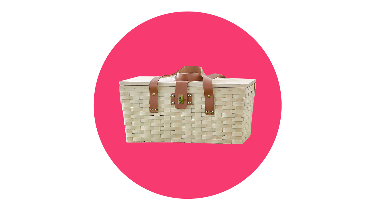 Crate and Barrel wooden picnic basket