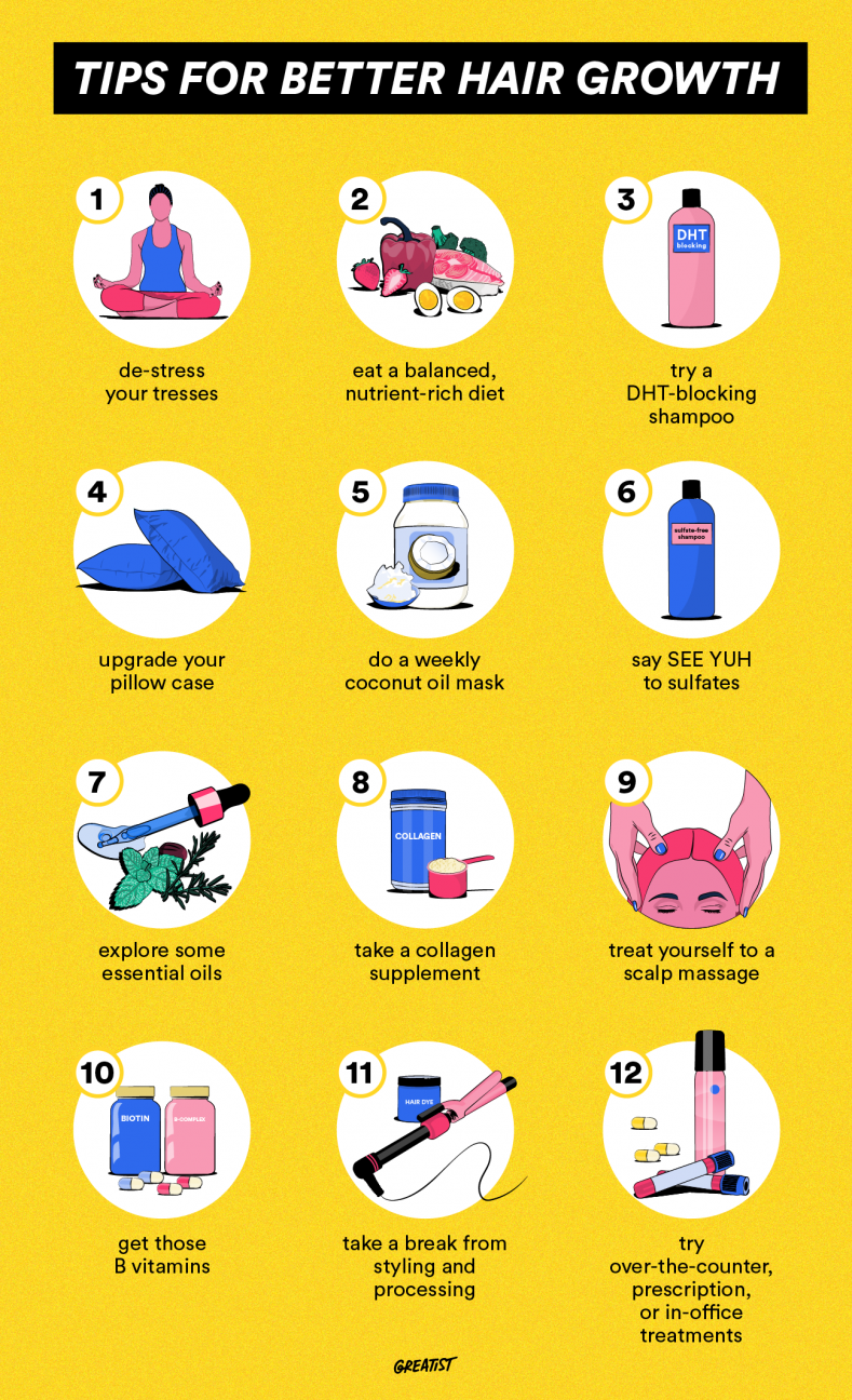 illustration of the 12 tips for hair growth