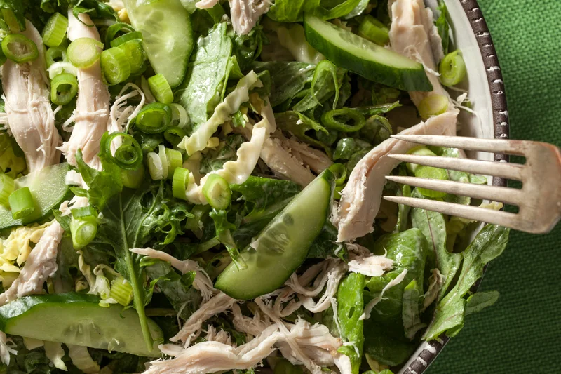 Chicken and Greens Salad with Tahini Dressing