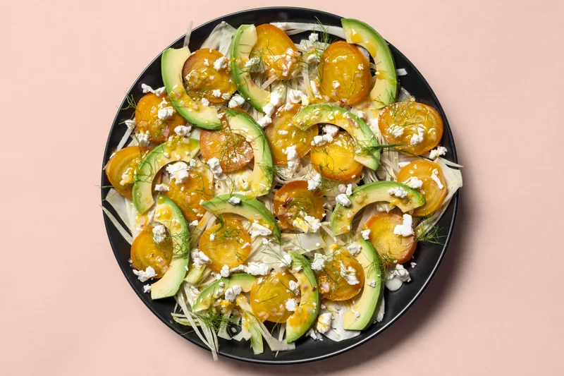 Roasted Beet, Shaved Fennel, and Avocado Salad with Ricotta Salata