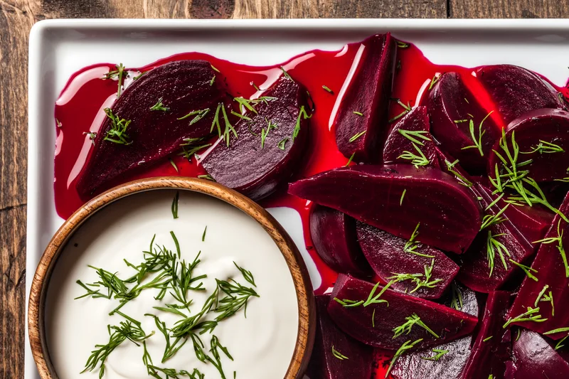 Pickled Beets with Dill and Crème Fraîche