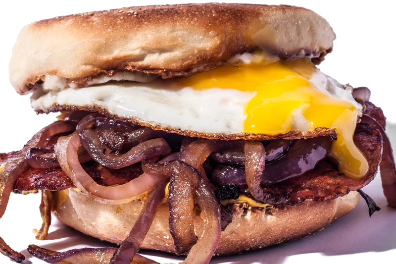 Fried Salami Breakfast Sandwich