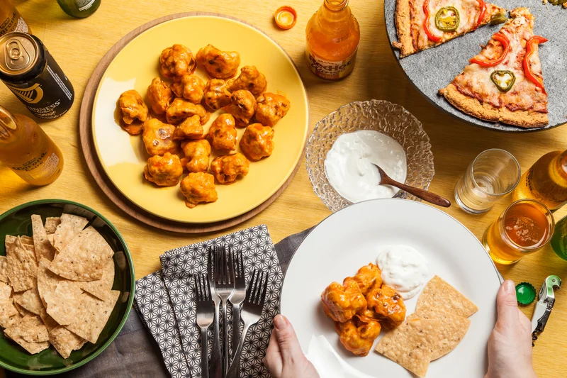 Buffalo Cauliflower with Blue Cheese Dressing