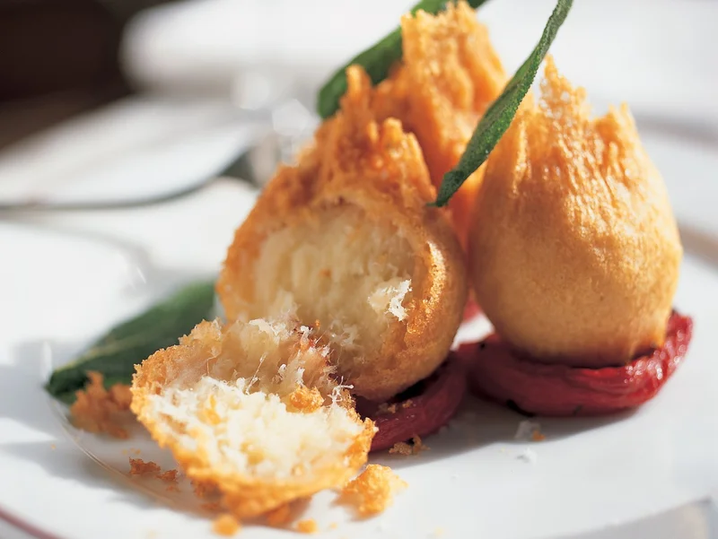 Thomas Keller's Cod Brandade Fritters with Tomato Confit and Fried Sag