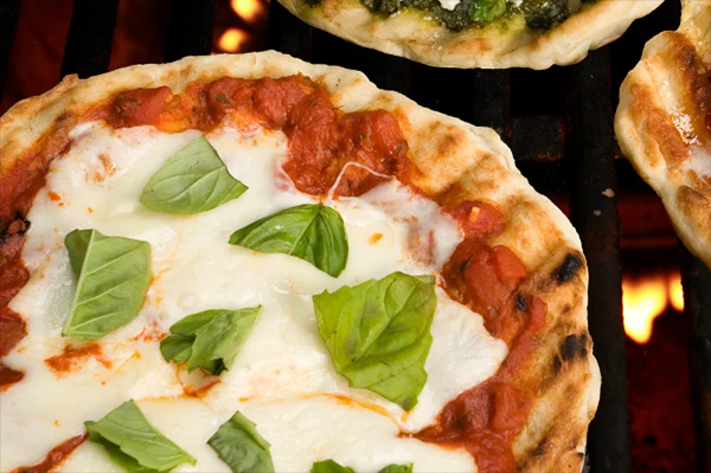 Mozzarella and Fresh Basil Grilled Pizza