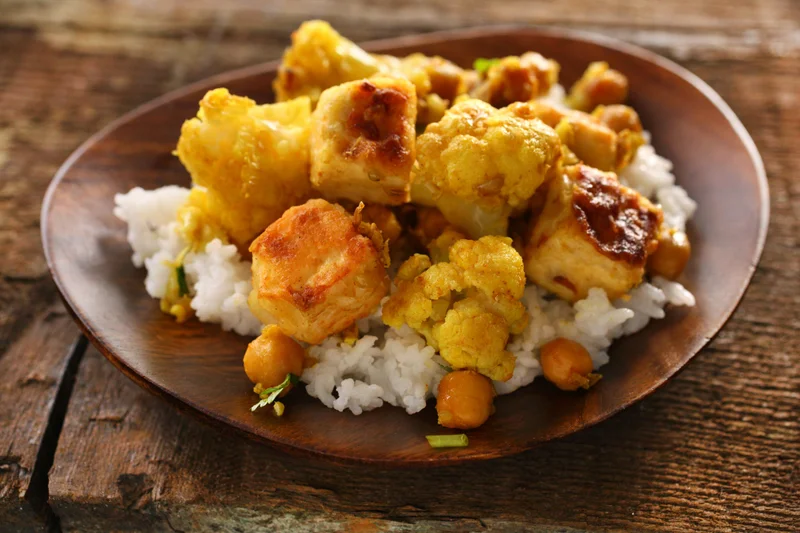 Curried Cauliflower, Chickpeas, and Tofu