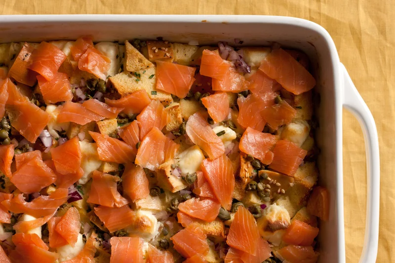 Smoked Salmon and Bagel Breakfast Casserole
