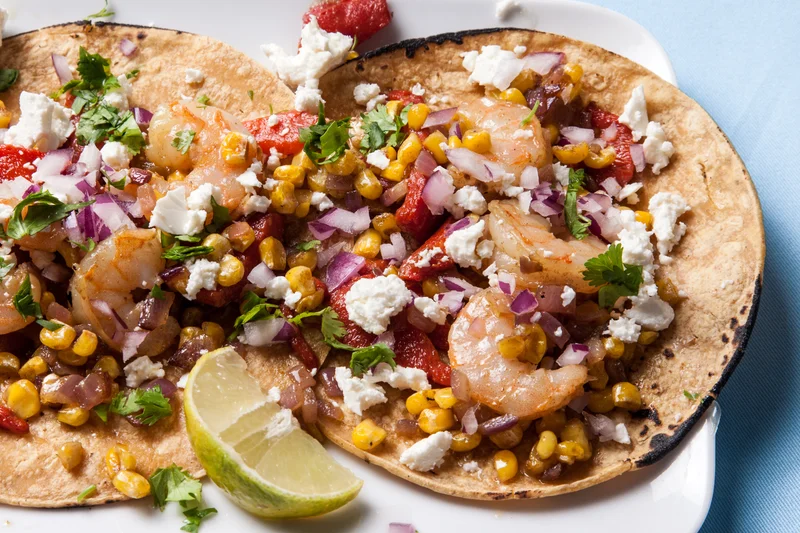 GreekStyle Shrimp and Feta Tacos